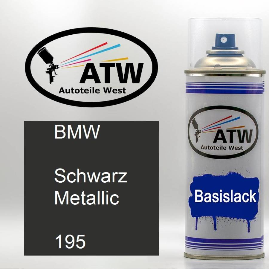 BMW, Schwarz Metallic, 195: 400ml Sprühdose, von ATW Autoteile West.